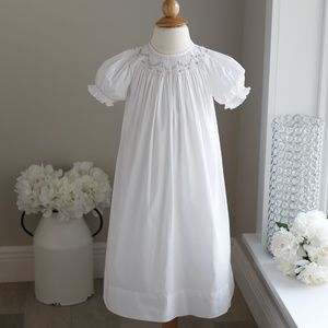 Strasburg Dress White Cotton Bishop Smocked Girls Size 4 Special Occasion Spring